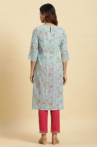 Image of W for Woman Women's Cotton Relaxed Fit Casual Floral Printed Light Festive Kurta