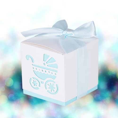 Boîtes à dragées en papier bleu faciles à assembler pour fête de naissance