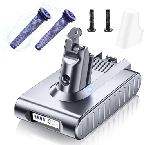 Image of Upgraded 10000mAh 21.6V Replacement for Dyson V6 Battery 6 Cell 405814 LCD Display Compatible with Dyson V6 Animal /Absolute /Motorhead VTC4 SV03 SV04 SV05 SV06 SV07 SV09 DC58 DC59 DC61 Handheld Vacuum