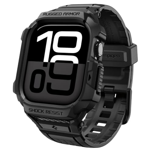 Spigen Cover con Cinturino Rugged Armor Pro 2 in TPU Compatibile con Apple Watch Series 11/10 46mm (2025/2024) - Nero Opaco