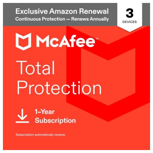 McAfee Total Protection 2023 | 3 Device | Antivirus Internet Security Software | VPN, Password Manager, Dark Web Monitoring | 1 Year with Auto Renewal - Amazon Exclusive Subscription