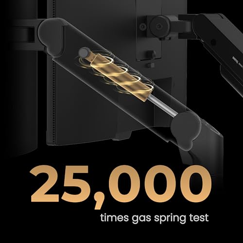Image of BenQ BDH01 Dual Ergo Monitor Arm -Heavy Duty Gas Spring|Supports Upto 35 inch & 44lbs(20 Kg) Monitor Screens|Top C Clamp and Grommet Base|Height Adjustable|Reinforcement Plate|VESA 75x75&100x100mm(Black)