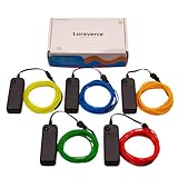 Luraverce EL Wire 5 Pack,Chasing Running Flowing Light,9ft Neon Wire Cuttable Glowing Strobing Electroluminescent Lights LED(Red,Green,Blue,Yellow,Lemon) Chasing Effect… (9ft) (5 Colors)