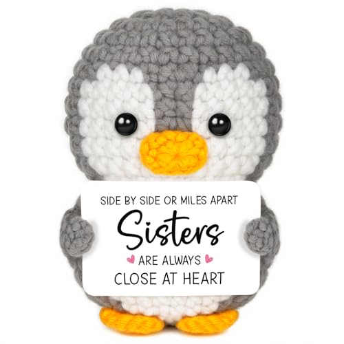 Sister Birthday Gifts, Sister Gifts from Sisters, Positive Crochet Penguin