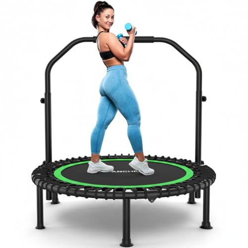 ANCHEER Rebounder Trampoline 40/48 Bungee Rebounder with 4-Level Adjustable Handle Max 400-450 LBS Heavy-Duty Fitness Trampoline Waterproof UV-Resistant Indoor Outdoor Exercise Trampoline