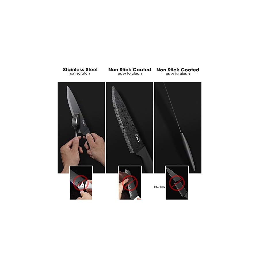 Rainbow Knife Set 18 Pcs Kitchen Knives Set Sharp Stainless Steel Knife Sets Contain 8 Steak Knives Sharpener Peeler Clear Acrylic Stand Beautiful Knife Best Gift (Black 18PCS Set)