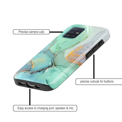 Image of COLORflow Back Cover Compatible with Samsung Galaxy A71 | Beautiful Green Marble | Designer Printed Glossy Armoured Bumper Back Cover Compatible with Samsung Galaxy A71