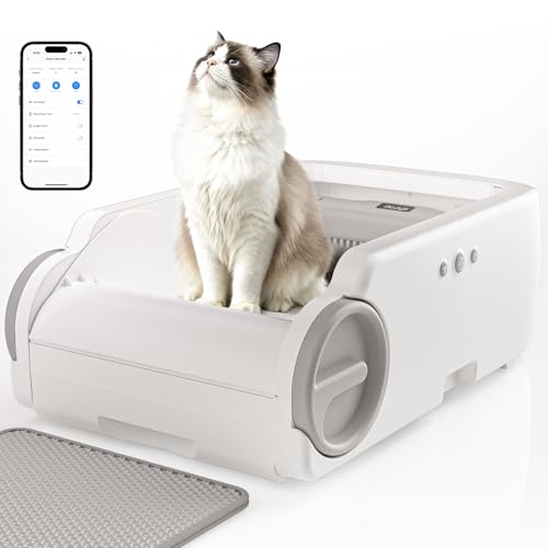 Aculya Life 猫 自動トイレ 大型猫用 多頭飼い対応 自動清掃 赤外線センサー搭載 防挟み機能 低騒音 大容量ゴミ箱 APP連携式 猫 トイレ 大 清潔便利 猫砂袋付き