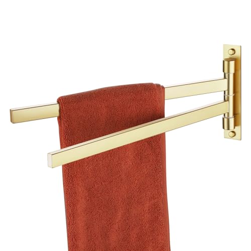 KOKOSIRI Handtuchstange Schwenkbar Handtuchhalter Schwenkbar Badregal für Bad Küche Wandmontage Handtuchhalter Gold Edelstahl B5007BG-A2