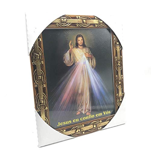 QUADRO JESUS MISERICORDIOSO COM VIDRO E MOLDURA 30 x 25 CM