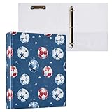 ALAZA Football Star Watercolor Blue 3 Ring Binders with 3 Interior PVC Clear Pockets Clipboard Versatile Binders 200 Sheets for Office Home School 2 Pack