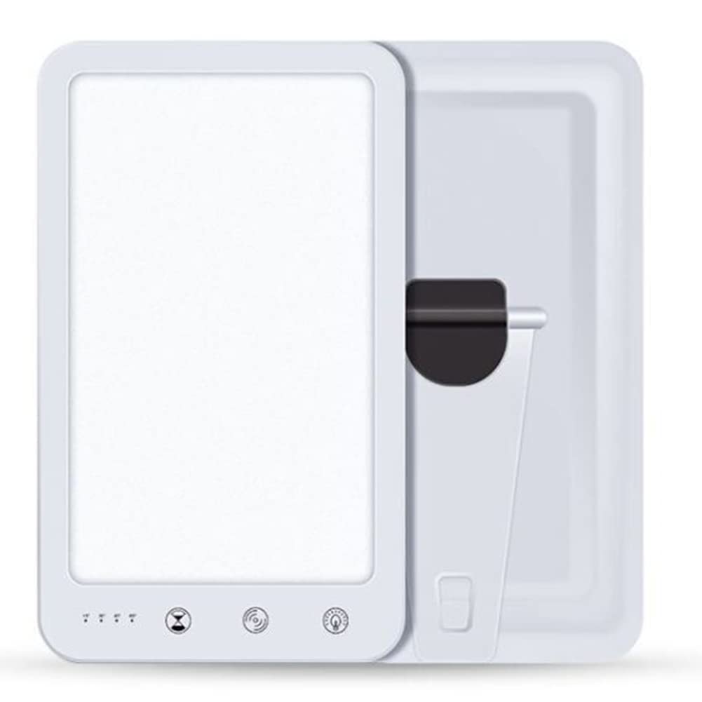 Lampe De Luminothérapie, 10000 Lux Lampe SAD, Avec 3 Modes De Couleur 5 Niveaux De Luminosité, ​Avec 4 Fonction De Minuterie Contrôle Tactile Portable Boîte À Lumière Mince,Blanc