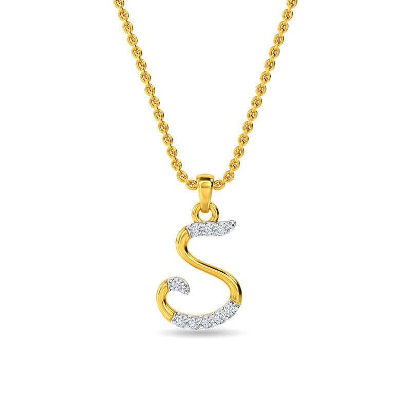 KISNA Alphabet Diamond & Gold Pendant for Women. KISNA Alphabet Diamond & Gold Pendant for Women.