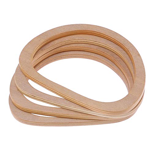 Milisten Wooden Oval Bag Handles 6.10 Inch Lightweight Solid Wood D Shape Handheld Accessories for Diy Handmade Bags Purse Replacement