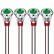 GUUZI 12 mm LED Anzeigeleuchte 12-24 V wasserdichte Signalleuchte Metallplatte LED Anzeige Signalleuchte Plattenmontage Flachkopf mit Drähten Silbergehäuse (Grün, 4 Stück)
