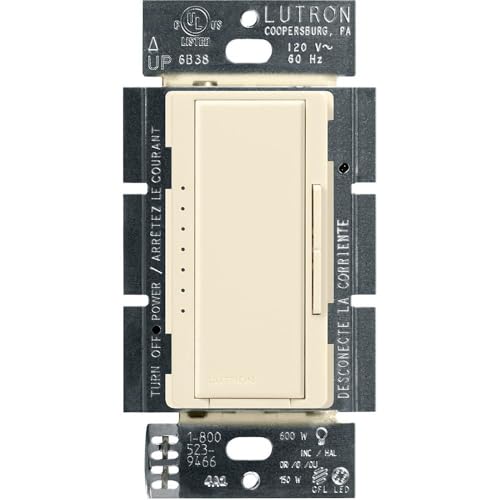 Image of Lutron Maestro LED+ Dimmer Switch for Dimmable LED, Halogen and Incandescent Bulbs, 150W /150W /Single-Pole or Multi-Location, MACL-153M-AL, Almond