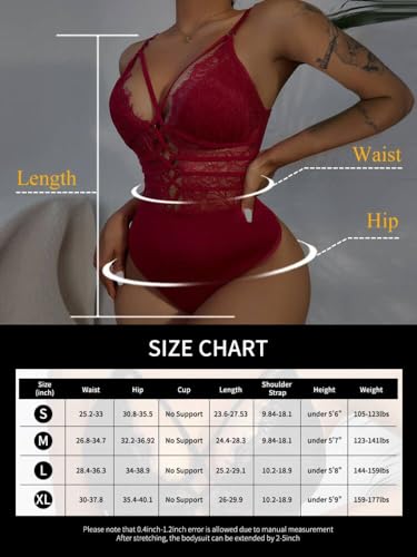 Buitifo Damen Sexy Body Ein Stück Babydoll Dessous Spitze Teddy Negligee – Bild 7