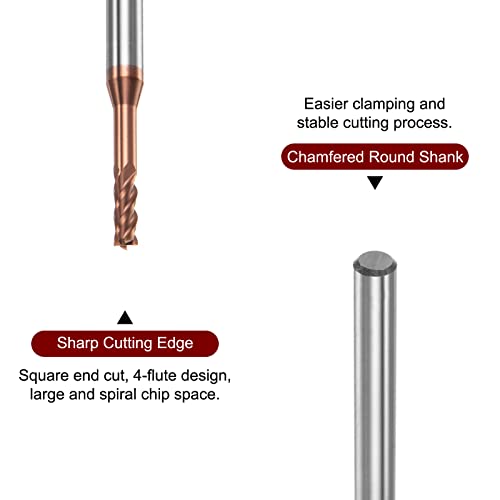 Image of HARFINGTON 2pcs Square Nose End Mill 4mm Shank 2.5mm x 15mm AlTiSin Coated Solid Carbide Long Reach Extended Neck 4 Flutes CNC Router Bit Milling Cutter for Stainless Steel Hardened Steel