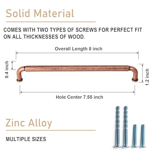 Goo-Ki 6 Pack 7-1/2 Inch （192mm） Hole Center Cabinet Pulls Antique Copper Zinc Alloy Kitchen Drawer Pulls Drawer Handles 8 Inch Length 2201-AC-192 by Goo-Ki - Used condition - Image 3