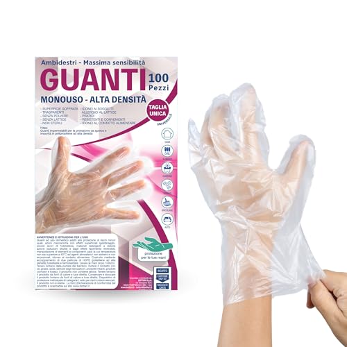 Bottari Guantes desechables de HDPE sin polvo, 100 unidades, resi...