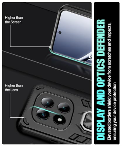 Image of WOW IMAGINE Shock Proof Back Case Mobile Cover for Mi Redmi Note 15 5G 2025 | Poco M8 5G | Back Cover Case (Tough Armor | Hybrid PC + TPU | Ring Holder & in-Built Kickstand | Black)