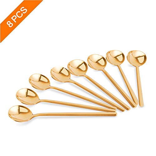 Demitasse Espresso Spoons Set of 8, Gold Mini Coffee Spoons 5.1 inch 18/10