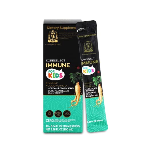 Koreselect Immune Kids Liquid Sticks - Ginseng Liquid Sticks With Elderberry For Kids, Immune Support, Immune Boost, And Stress Management - 10 Sticks #TOP6