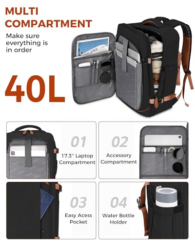 Vancropak 40L Expandable Travel Backpack