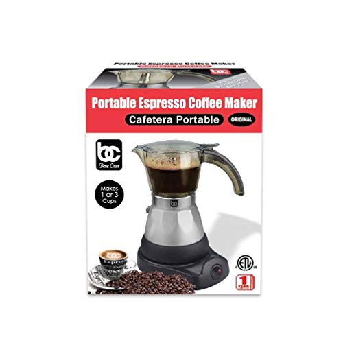 Bene Casa Espresso Coffee Maker, 3 Cup, 12 x 9 x 8, Black