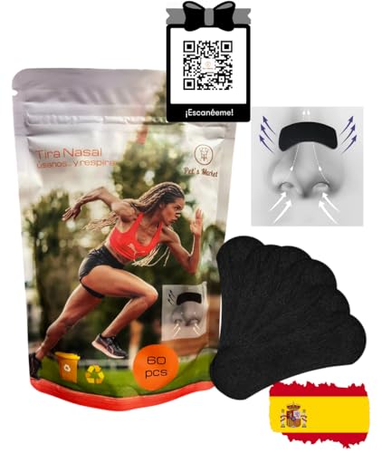 Tira Nasal Deportiva y Dormir- 60 piezas adhesivas- QR Guía