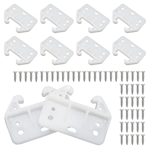 suiwotin 10pcs White Plastic Drawer Slides - Drawer Track Guides with Screws for Dresser, Wardrobe, Cabinet & Furniture Replacement, 7 Holes