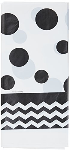 Creative Converting Chevron & Polka Dots Celebrations Plastic Tablecover, 54 by 108