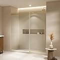 Ove Decors Selby 72 in. W x 74 in. H Frameless Sliding Clear Glass Straight Alcove Shower Door in Gold for a Modern Look