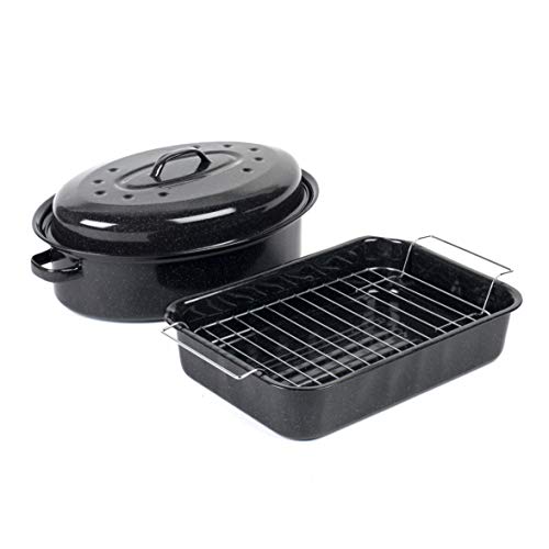 Russell Hobbs Vitreous Enamel Roaster & Self Basting Roaster Tin