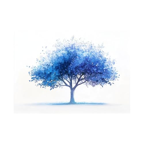 XENIOU Arte vegetale da parete Dipinto Albero Blu della Vita quadri tela, quadri moderni, per soggiorno, camera da letto e bagno decorazioni da parete.(blu)-20x30cm Incorniciato