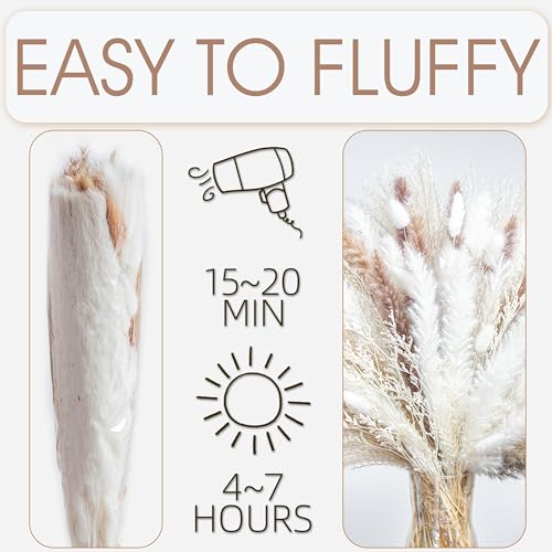 70PCS Natural Dried Pampas Grass Boho Home Decor Bouquet Phragmites Dried Flowers Bouquet for Wedding Floral Arrangements Home Decorations (70PCS) - Image 7