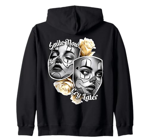 Smile Now Cry Later Payasa Chicano Clown Theater Masks Zip Hoodie