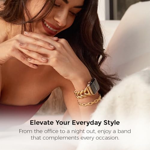 Image of My Pretty Strap - Compatible Apple Watch Band Strap, Stainless Steel Fashion iWatch Replacement Strap- Easy Resizing, No Tool Needed, Fits Most Wrists- Series 1-11, SE and Ultra