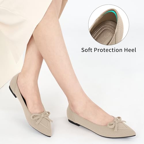 Image of Ablanczoom Ballet Flats Shoes for Women: Dressy Pointed Toe Bow Knit Flats Comfortable Slip On Work Business Casual Shoes