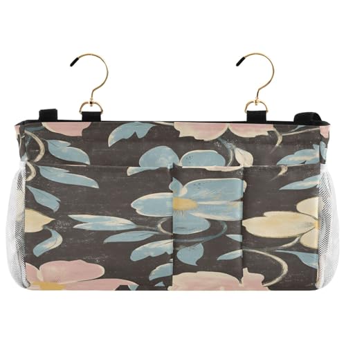 BOESI Doodle Colorful Flower Pattern Bedside Storage Hanging Bag, Hanging Storage Basket, Suitable for Storing Cell Phones, Water Bottles, Books
