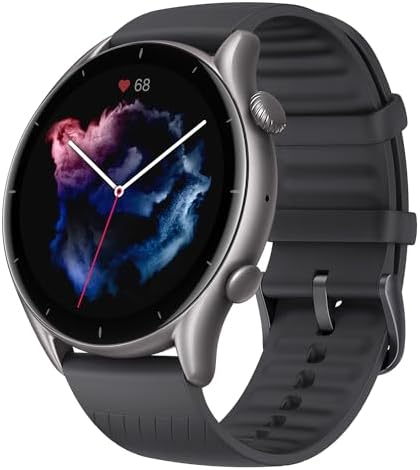 Amazfit GTR 3 Smart Watch for Android Phone iPhone with Alexa, GPS Fitness Tracker with 150 Sports Modes, 21-Day Battery Life, 1.39” AMOLED Display, Blood Oxygen Heart Rate Tracking, Waterproof, Black