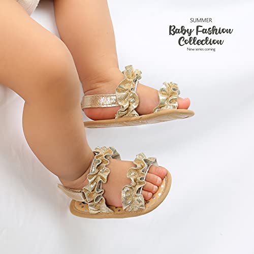 Image of Infant Baby Girls Boys Summer Sandals Premium Unisex Non Slip Rubber Soft Sole Breathable Toddler First Walker Outdoor Beach Shoes