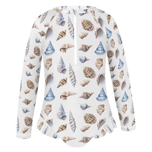 Conch Girls Long Sleeve Rashguard Swimsuit UV Protection One-Piece Swimwear Bathing Suit B04038252