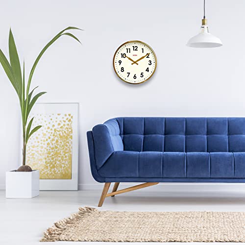 Cloudnola Station Metal Wall Clock, Brushed Gold, 12 Inch Diameter, Silent Non Ticking, Battery Operated Quartz Movement #TOP7