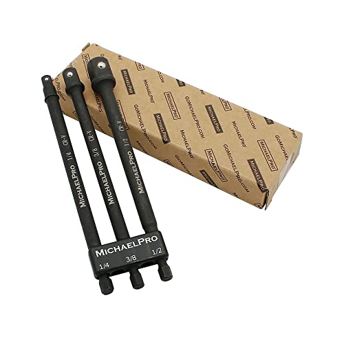 MichaelPro 6-Inch Impact Grade Socket Adapter Set, Extension Bit with Holder, 1/4', 3/8', and 1/2' Drive, Converts Impact Drill Driver into High Speed Socket Driver | MP005021