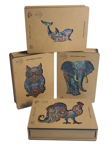 G+D Puzzles For Adults - Elephant Wooden Puzzle - Unique Colorful Wooden Jigsaw Puzzle - All The Family Together For A Fun Challenge #TOP2