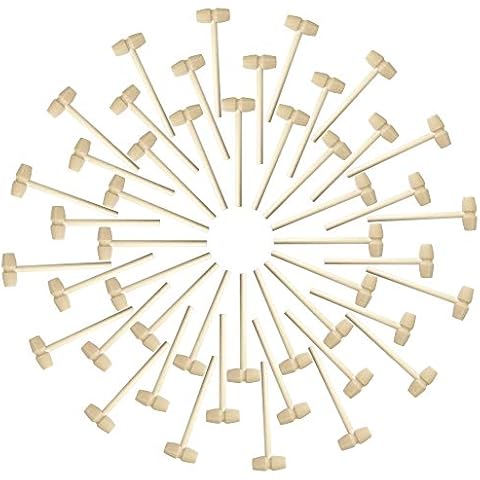 DOMG 50 Pieces Mini Wooden Hammers for Chocolate Breakable Heart Bulk Cover