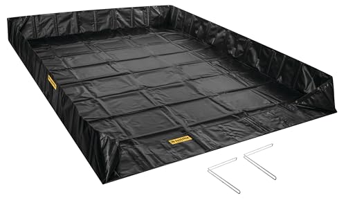 Image of Justrite Angle Bracket QuickBerm, 12' x 20' x 12 inch Large Oil Spill Containment Berm, 1,795 Gallon Spill Capacity, PVC Coated Fabric, Made in The USA, Black, 28074