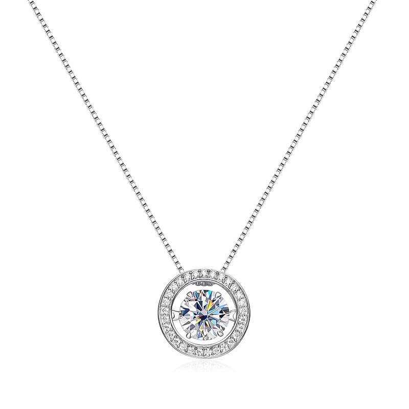 Collier moissanite pendentif chaîne argent s925 bijoux plaqué platine femme