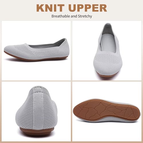 Image of Puxowe Women's Ballet Flats Breathable Knit Slip On Comfortable Round Toe Walking Shoes with Arch Support Insole for Work